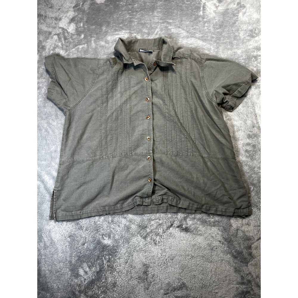 Erika II Collection Womens XL Linen/ Cotton Blend Green Button Up Shirt